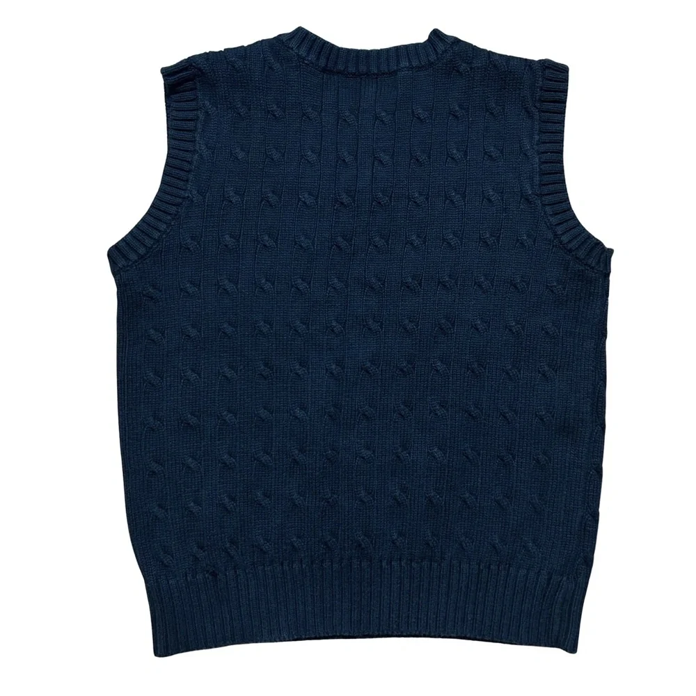 Polo by Ralph Lauren Men's Black Cable-Knit Cotton Sweater Vest - Picture 4 of 4